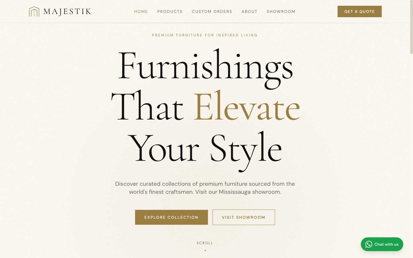 The Majestik Group live site homepage