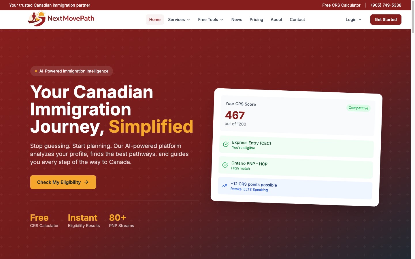 NextMovePath live site homepage